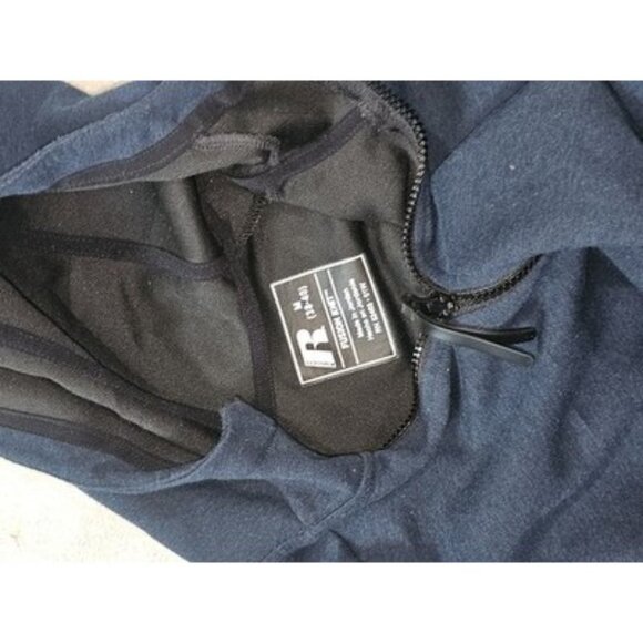 Russell Fusion Knit Hoodie Sweatshirt Mens M 38/40 Blue Full Zip Long Sleeve - Picture 2 of 3